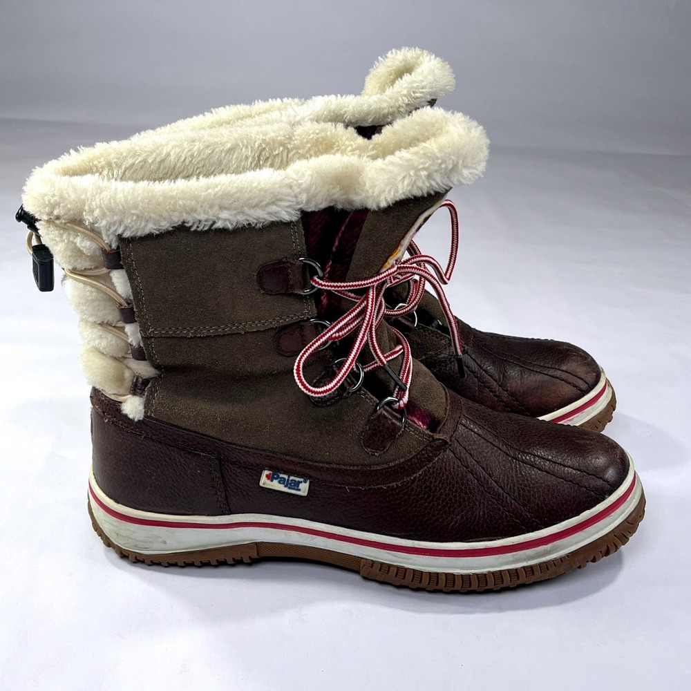 Pajar Canada Iceberg Boots Womens 39/8-8.5 Brown Leather Waterproof Winter Snow